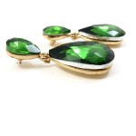 Emerald Crystal Teardrop Statement Dangle Earrings